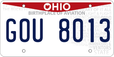 OH license plate GOU8013