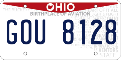 OH license plate GOU8128