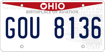 OH license plate GOU8136