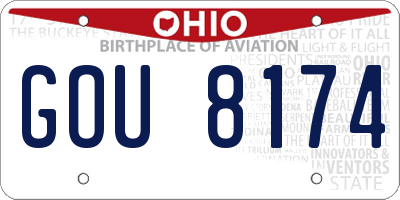 OH license plate GOU8174