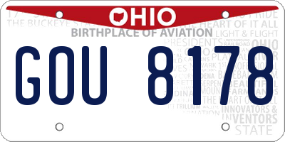 OH license plate GOU8178
