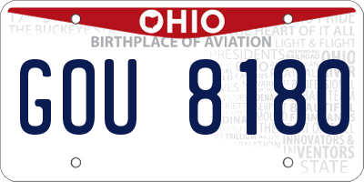 OH license plate GOU8180