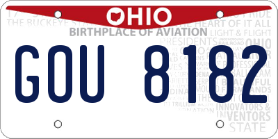 OH license plate GOU8182