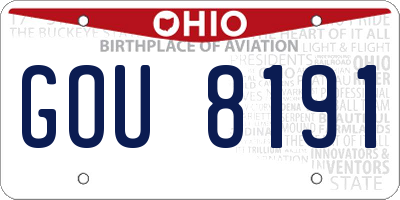 OH license plate GOU8191
