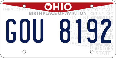 OH license plate GOU8192