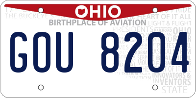 OH license plate GOU8204