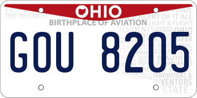 OH license plate GOU8205