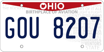 OH license plate GOU8207