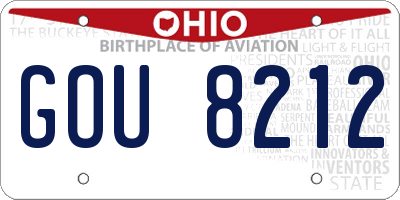 OH license plate GOU8212