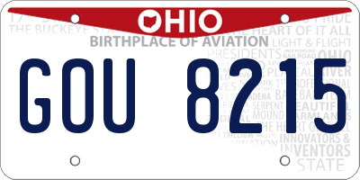 OH license plate GOU8215