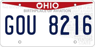 OH license plate GOU8216