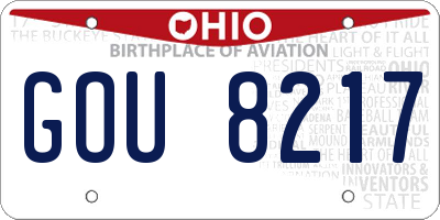 OH license plate GOU8217