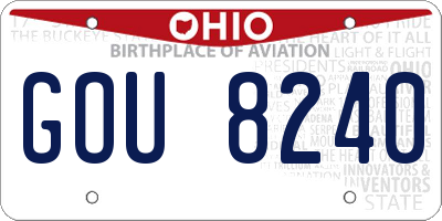OH license plate GOU8240