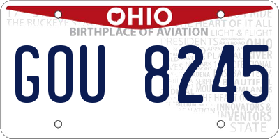 OH license plate GOU8245
