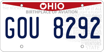 OH license plate GOU8292