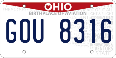 OH license plate GOU8316