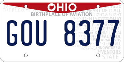 OH license plate GOU8377