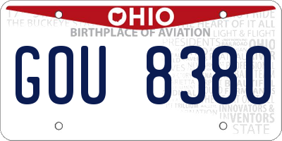 OH license plate GOU8380