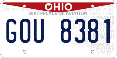 OH license plate GOU8381