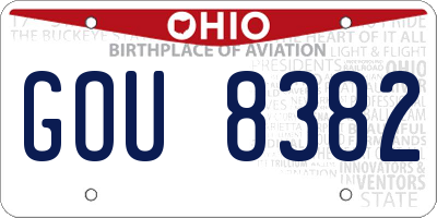 OH license plate GOU8382