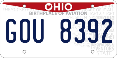 OH license plate GOU8392