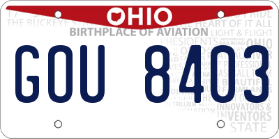 OH license plate GOU8403