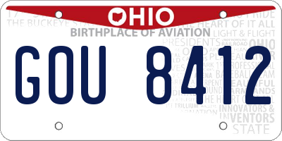 OH license plate GOU8412