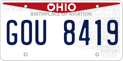 OH license plate GOU8419