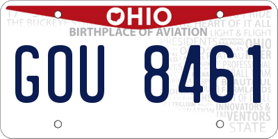 OH license plate GOU8461