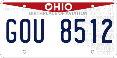 OH license plate GOU8512