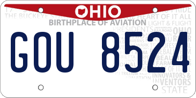 OH license plate GOU8524