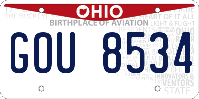 OH license plate GOU8534