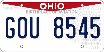 OH license plate GOU8545
