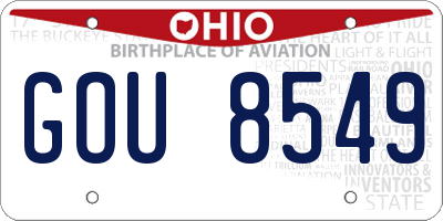 OH license plate GOU8549