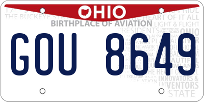 OH license plate GOU8649