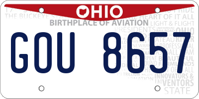 OH license plate GOU8657