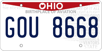 OH license plate GOU8668