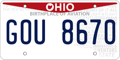 OH license plate GOU8670