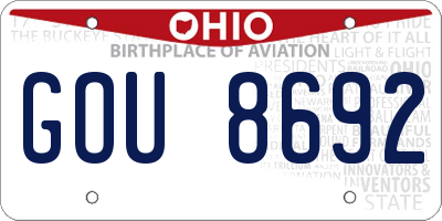 OH license plate GOU8692