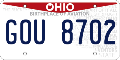 OH license plate GOU8702