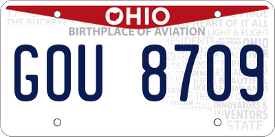 OH license plate GOU8709