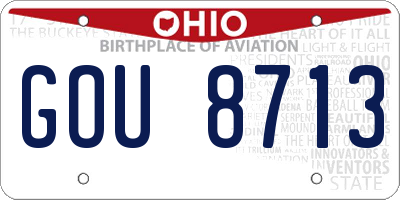 OH license plate GOU8713