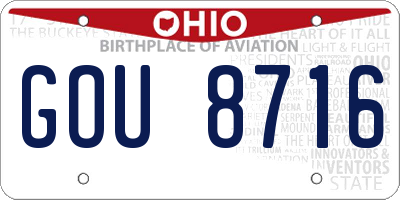OH license plate GOU8716