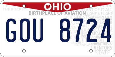 OH license plate GOU8724