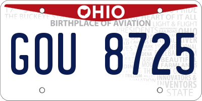 OH license plate GOU8725