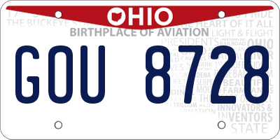 OH license plate GOU8728