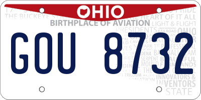 OH license plate GOU8732