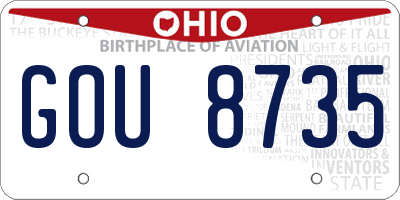 OH license plate GOU8735
