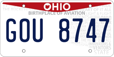 OH license plate GOU8747