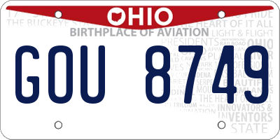 OH license plate GOU8749
